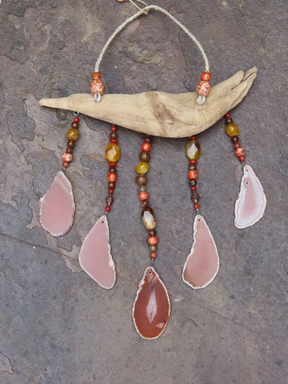 Windchime with natural agate stone